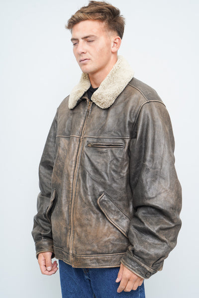 極美品　00s Eddie Bauer A-1 leather blouson Jacket Café Eddie Bauer Talla L – Nostalgic