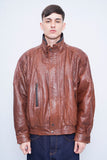 Jacket Cuero Café Midway Talla Xl