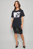 Polera casual  negro mtv talla M 020