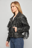 Chaqueta cuero  negro first talla L 677