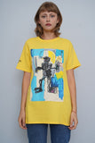 Polera Amarillo jean michel basquiat Talla M Image 0