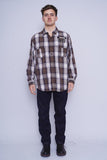 Camisa escocesa cafe/gris Harley Davidson Talla XL 4
