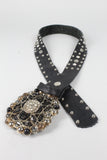 Cinturon negro LEATHEROCK Talla TU 2