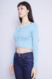 Sweater celeste uni qlo Talla S 2