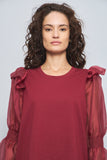 Blusa casual  burdeo anthropologie talla L 643