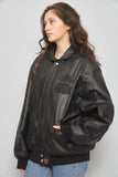 Chaqueta cuero  negro jh design talla Xl 088