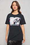 Polera casual  negro mtv talla M 020