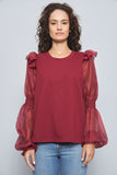 Blusa casual  burdeo anthropologie talla L 643