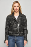 Chaqueta cuero  negro first talla L 677