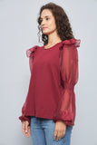 Blusa casual  burdeo anthropologie talla L 643