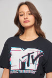 Polera casual  negro mtv talla M 020