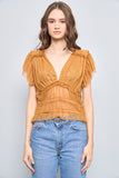 Blusa casual  café free people talla M 740