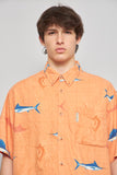 Camisa casual  naranjo columbia talla L 681