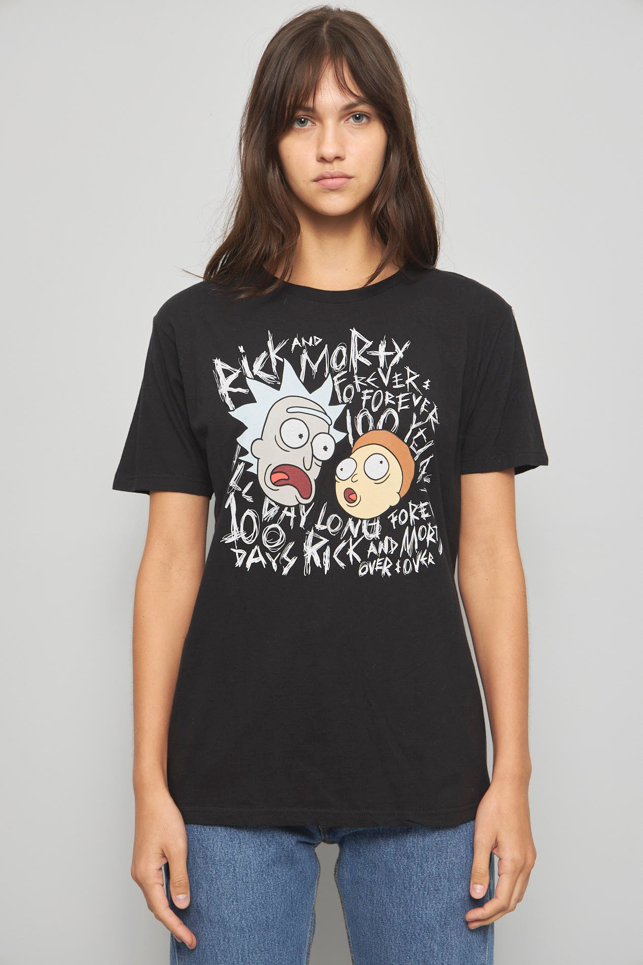 Polera casual negro rick and morty talla M 724